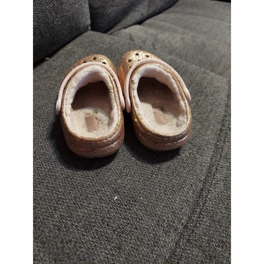 Pink‎ Crocs Girls Sparkly Kids Shoes Size C7 Insulated